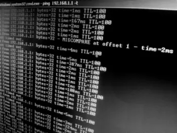 Ping test results displayed in command prompt window